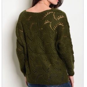 Sweaters - Olive Oversized V-Neck Knit Sweater Sweaters - Olive Oversized V-Neck Knit Sweater